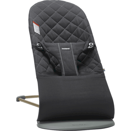 BabyBjorn Bouncer Bliss in black quilted cotton open