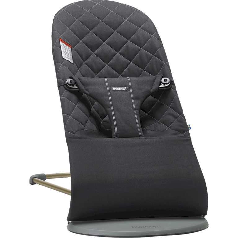 BabyBjorn Bouncer Bliss in black quilted cotton open