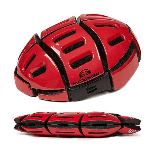 morpher helmet open and folded in red
