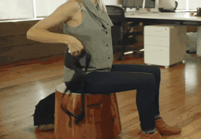 BetterBack gif showing steps to wear and spine position