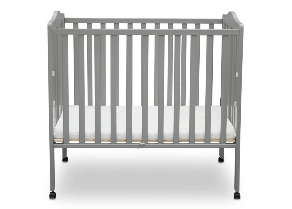 Delta Crib in gray open front view