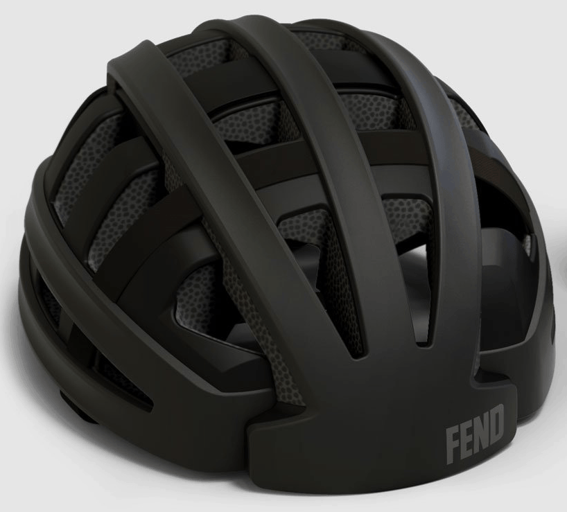 Fend helmet in black open from front view