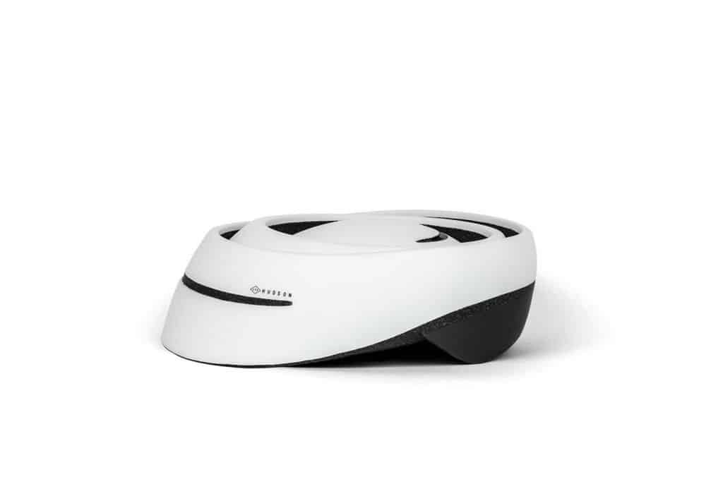 174Hudson-Stack foldable helmet in white charcoal folded side view