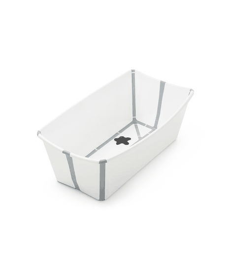 Stokke Flexi Bath baby bathtub open in white with grey trim