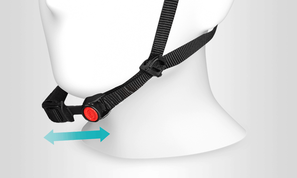 Uvex-Monomatic chin-strap buckle on model head