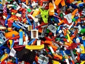 Plastic assorted LEGO pieces made from ABS