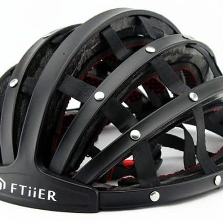Ftiier folding helmet in black open front side view