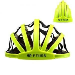 Ftiier folding helmet in green open and folded front view