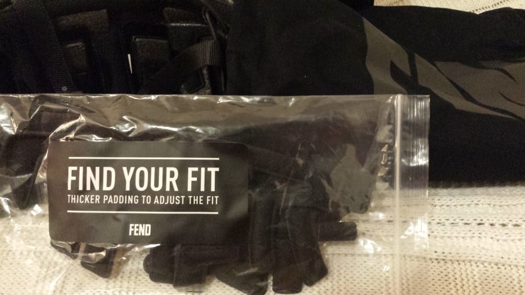 Fend package with extra padding in bag written Find Your Fit