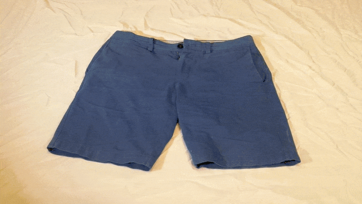 KonMari method of folding shorts, in thirds
